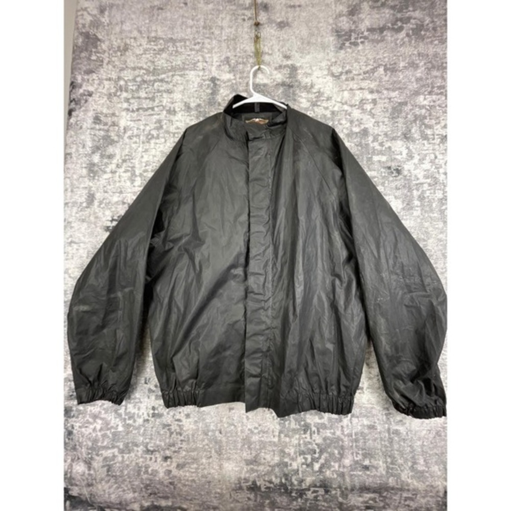 Vtg Harley Davidson Men's L Rain Jacket Black PVC Waterproof Biker‎ Eagle Grunge